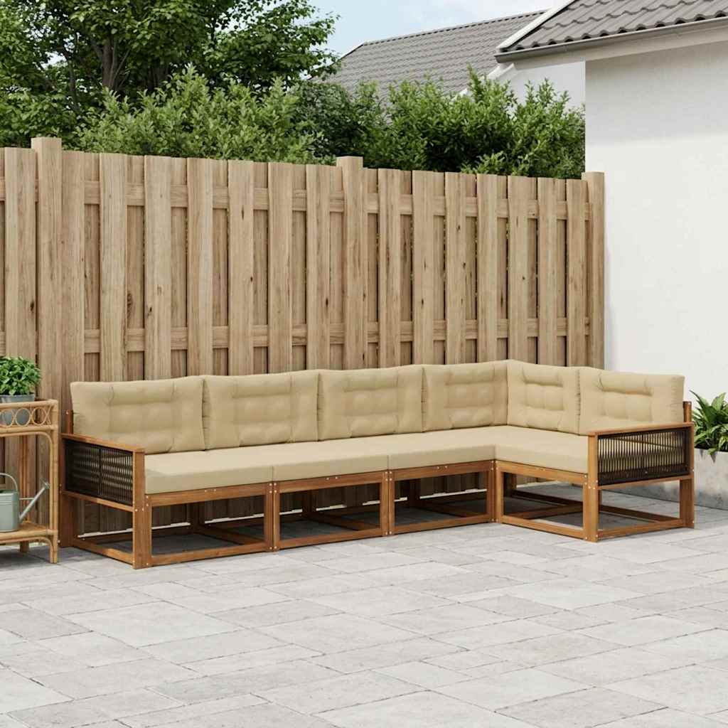 Outdoor-Sofagarnitur 5 stk. Natur und Beige