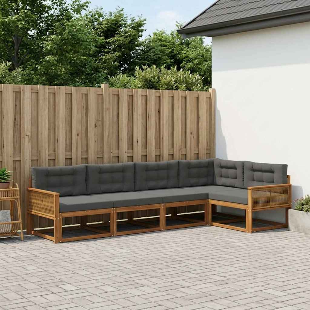 Outdoor-Sofagarnitur 5 stk. Natur und Anthrazit