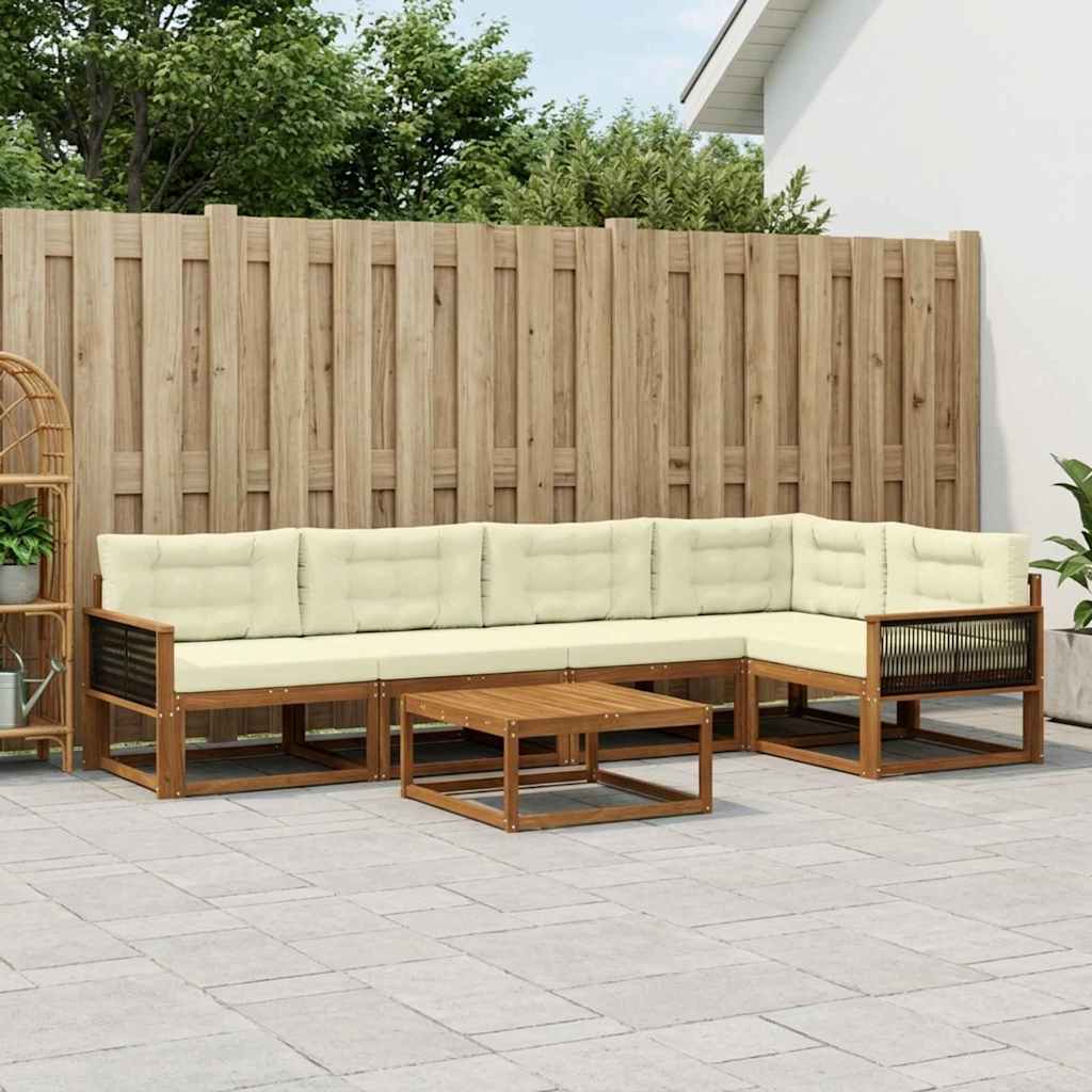 Outdoor-Sofagarnitur 6 stk. Natur und Creme