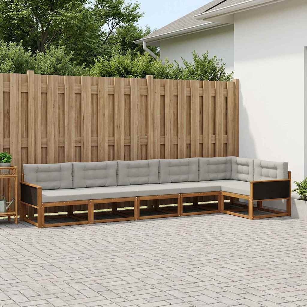 Outdoor-Sofagarnitur 6 stk. Natur und Hellgrau