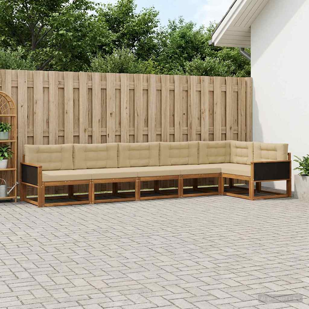 Outdoor-Sofagarnitur 6 stk. Natur und Beige
