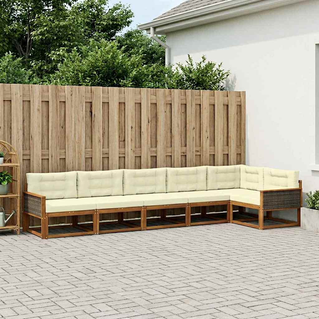 Outdoor-Sofagarnitur 6 stk. Natur und Creme