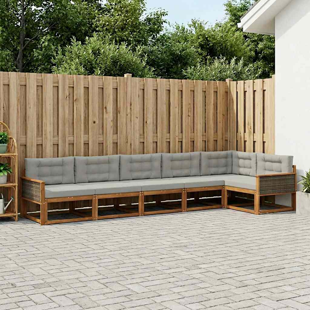 Outdoor-Sofagarnitur 6 stk. Natur und Hellgrau
