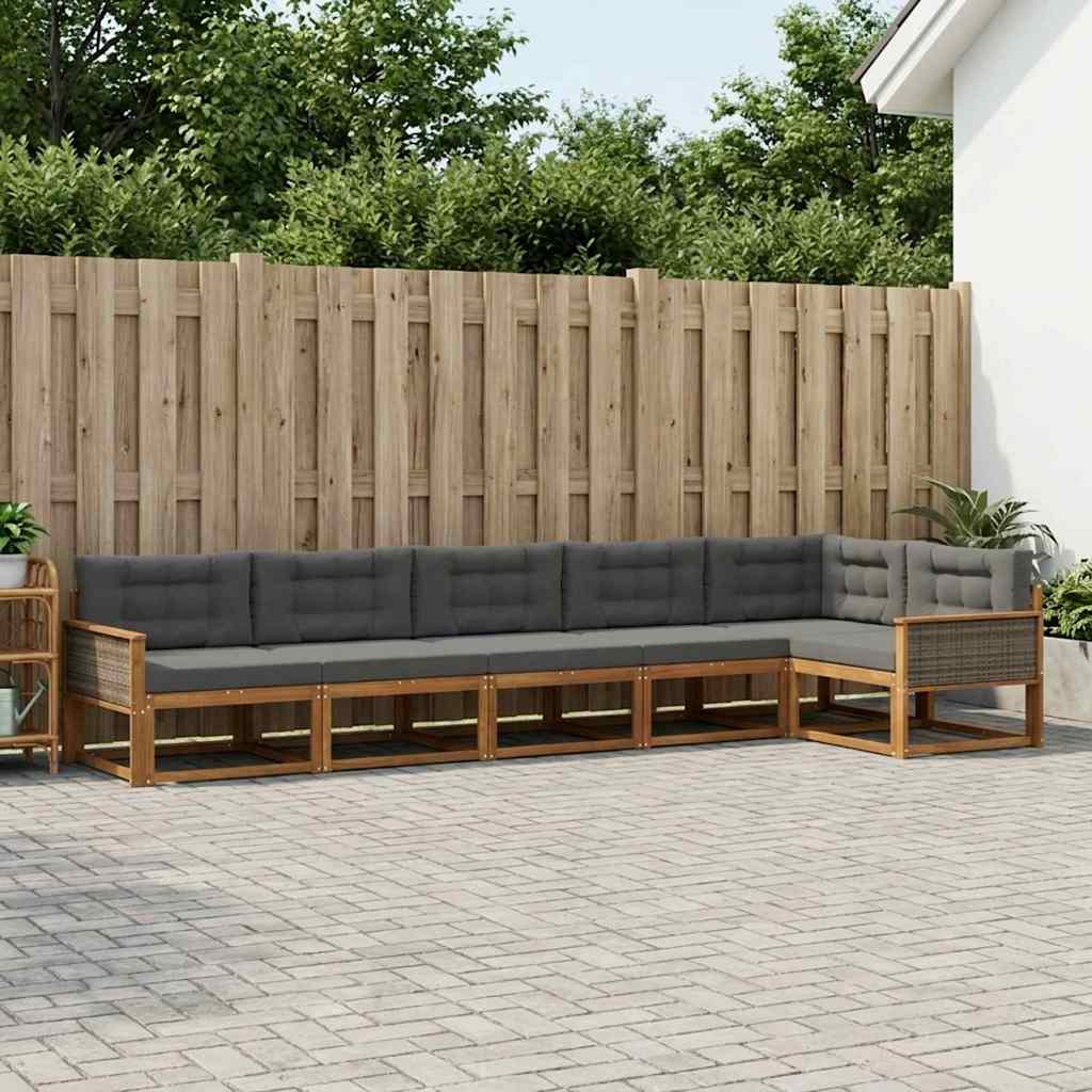 Outdoor-Sofagarnitur 6 stk. Natur und Anthrazit