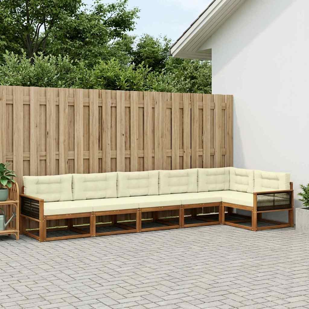 Outdoor-Sofagarnitur 6 stk. Natur und Creme