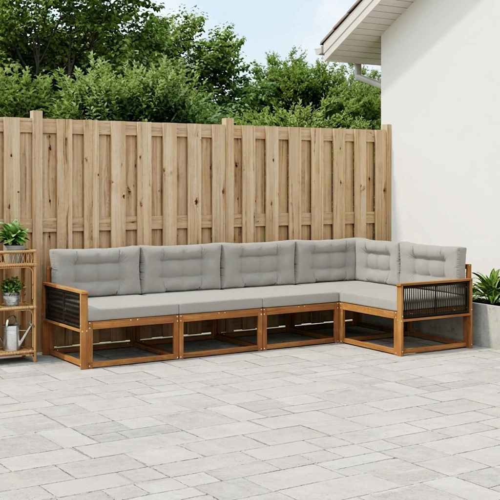 Outdoor-Sofagarnitur 6 stk. Natur und Hellgrau