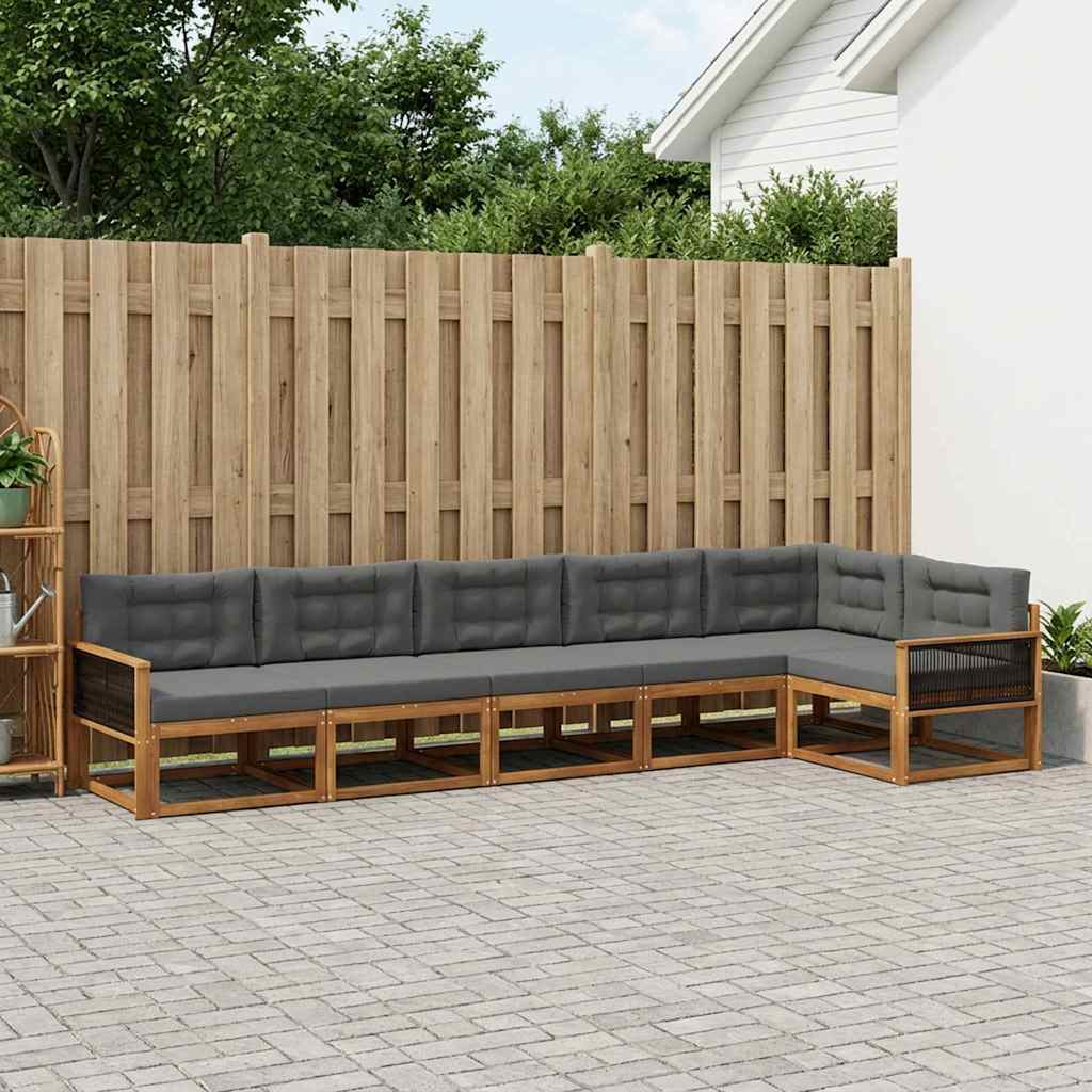 Outdoor-Sofagarnitur 6 stk. Natur und Anthrazit