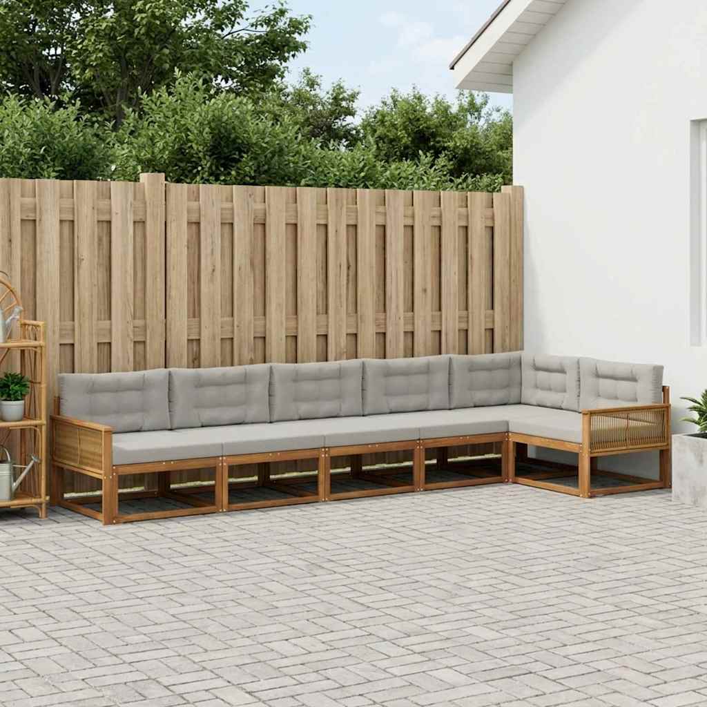 Outdoor-Sofagarnitur 6 stk. Natur und Hellgrau