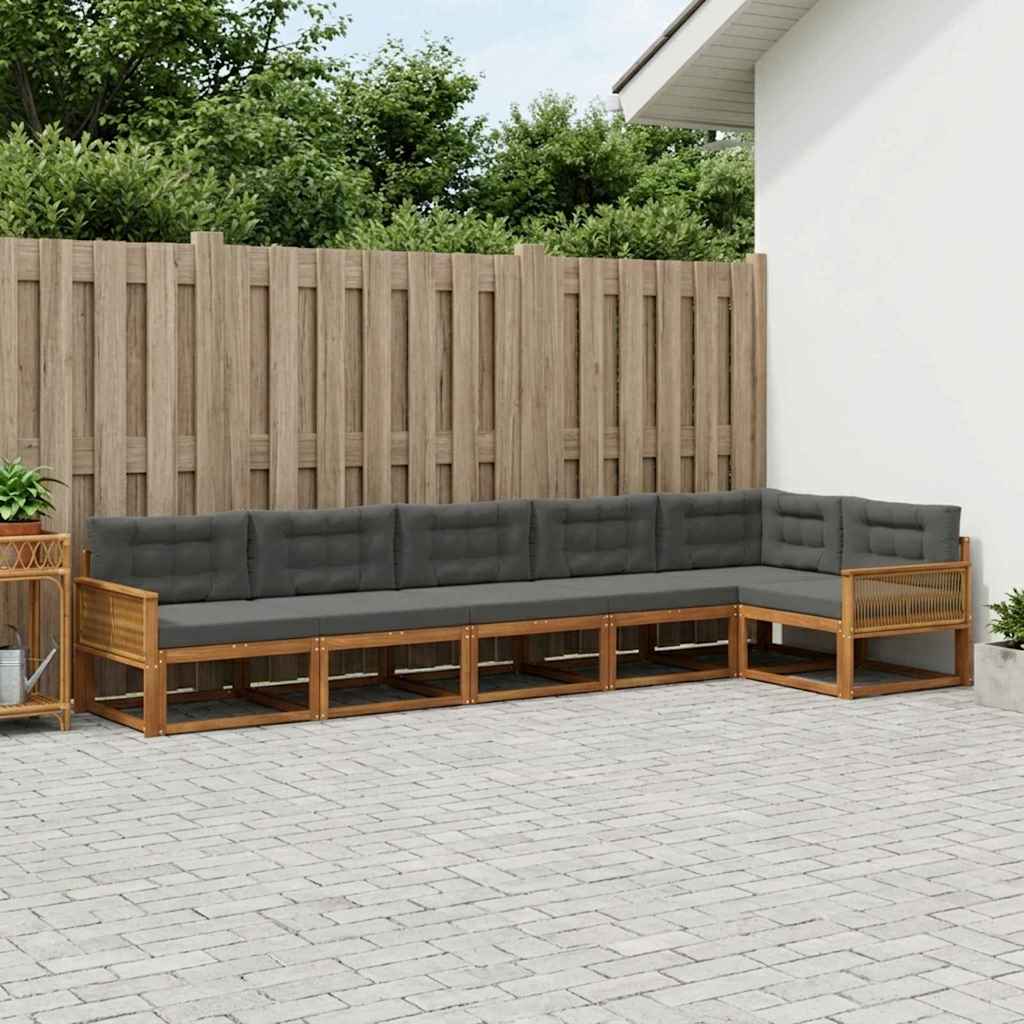 Outdoor-Sofagarnitur 6 stk. Natur und Anthrazit