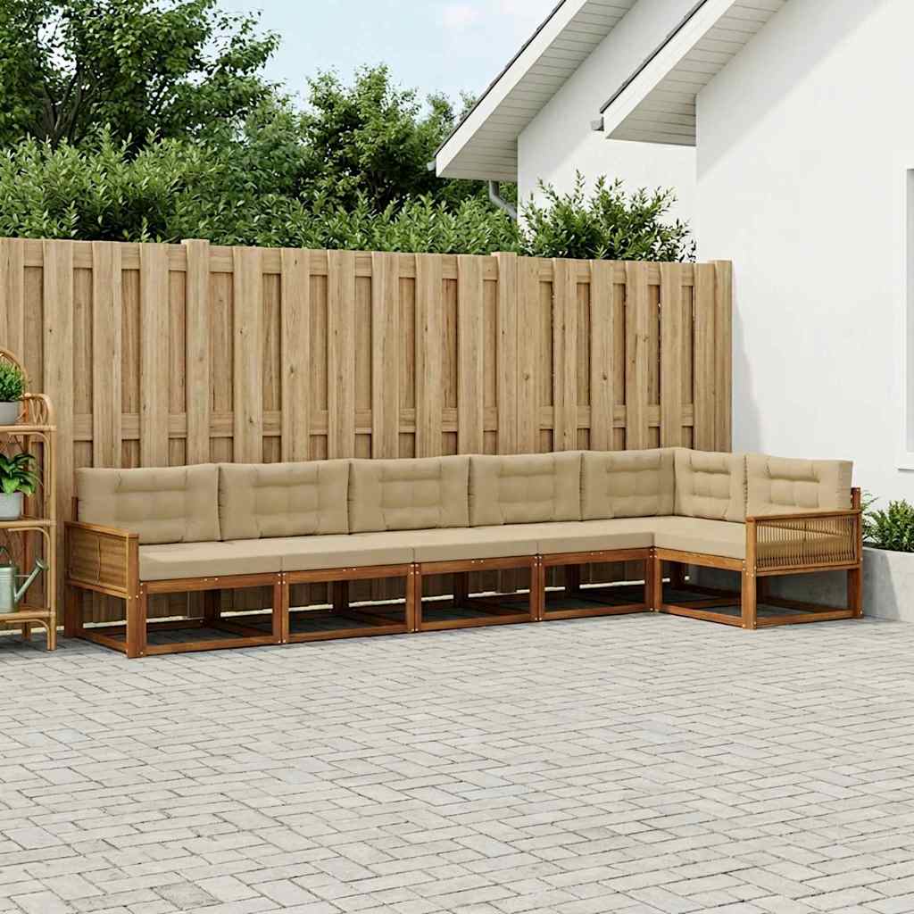 Outdoor-Sofagarnitur 6 stk. Natur und Beige