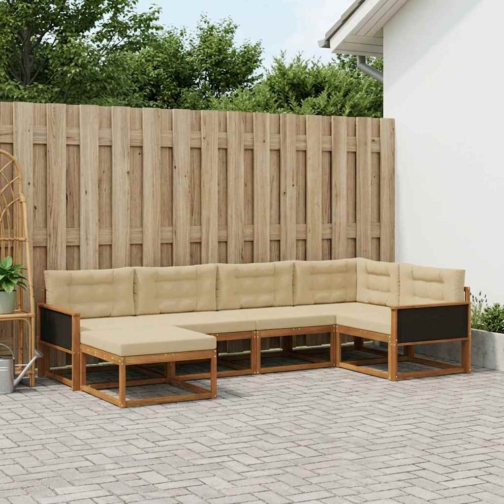 Outdoor-Sofagarnitur 6 stk. Natur und Beige