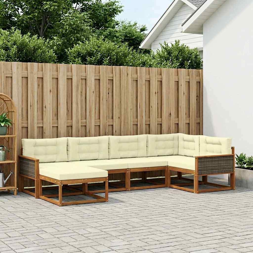 Outdoor-Sofagarnitur 6 stk. Natur und Creme