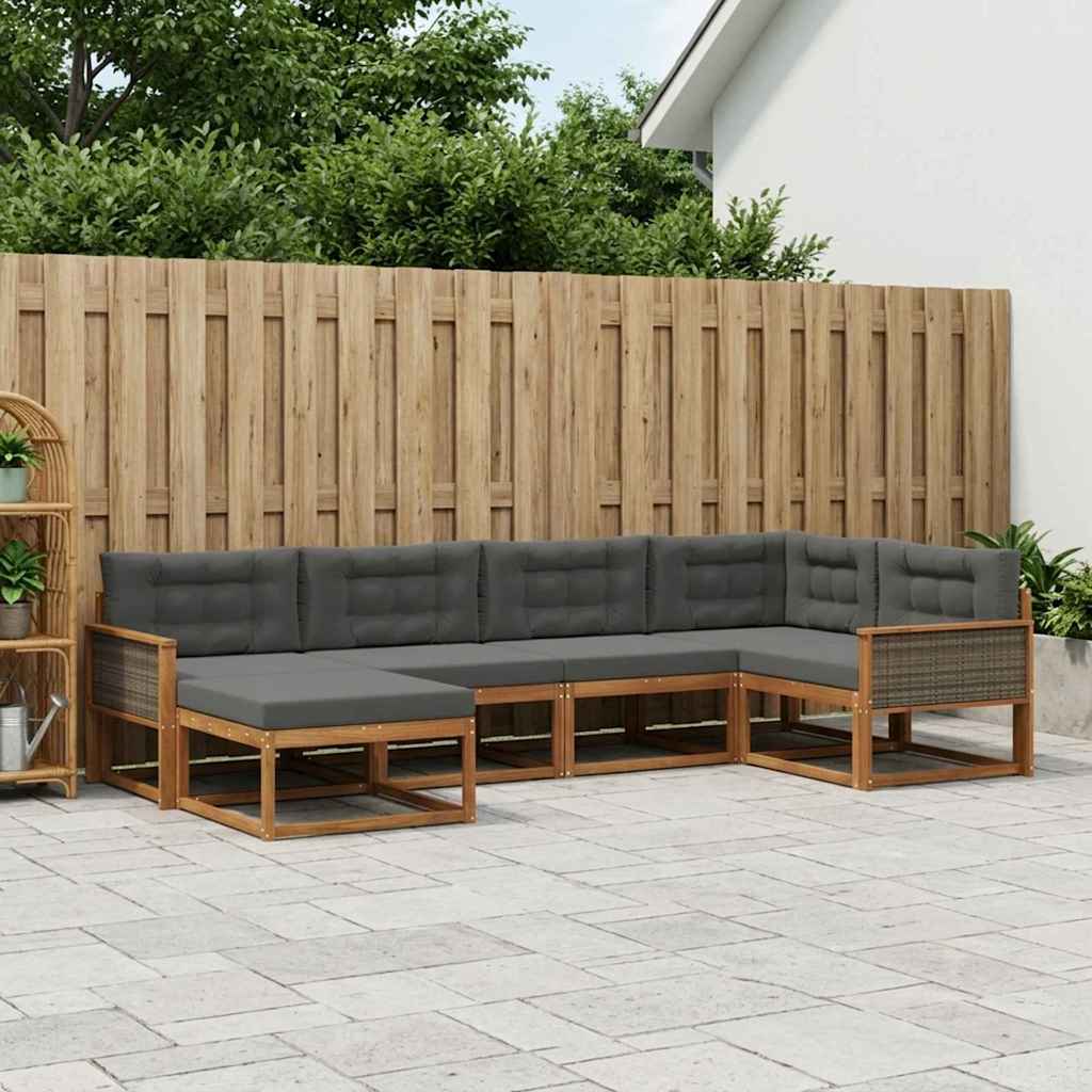 Outdoor-Sofagarnitur 6 stk. Natur und Anthrazit