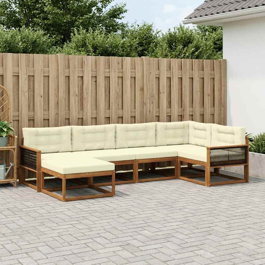 Outdoor-Sofagarnitur 6 stk. Natur und Creme