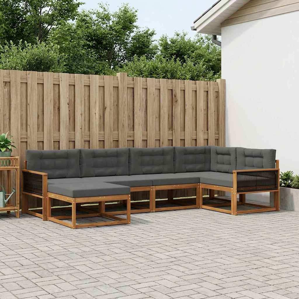 Outdoor-Sofagarnitur 6 stk. Natur und Anthrazit