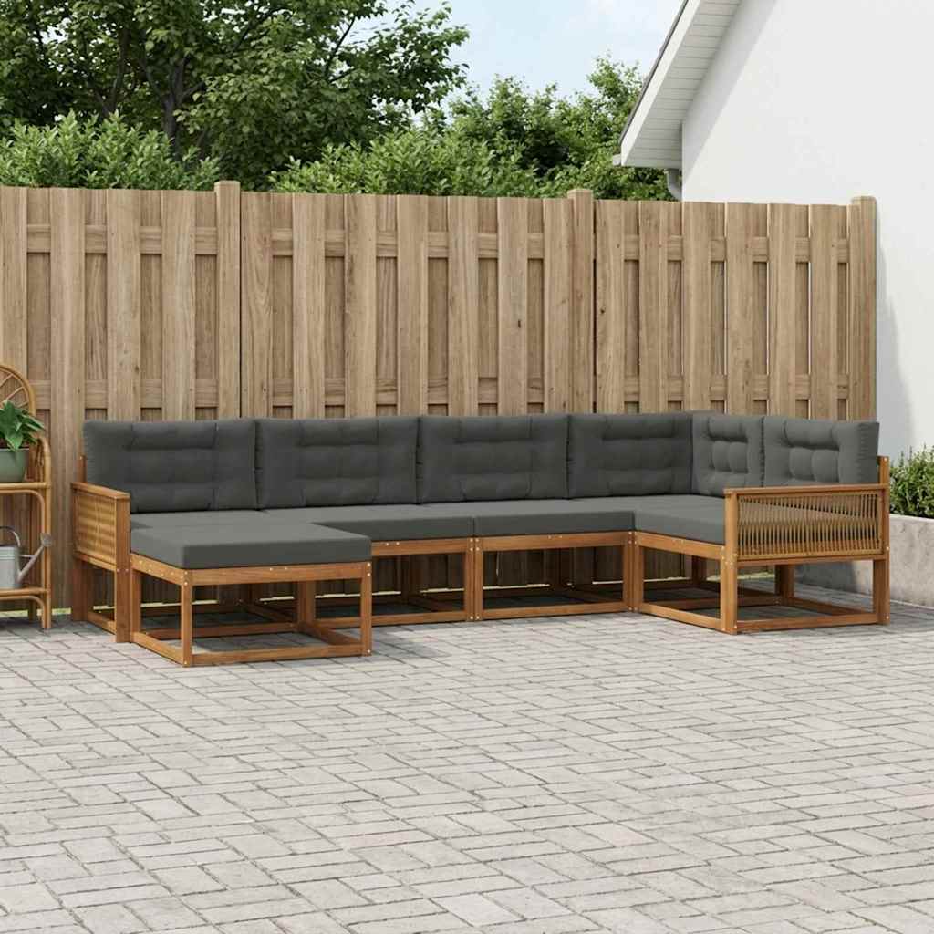 Outdoor-Sofagarnitur 6 stk. Natur und Anthrazit