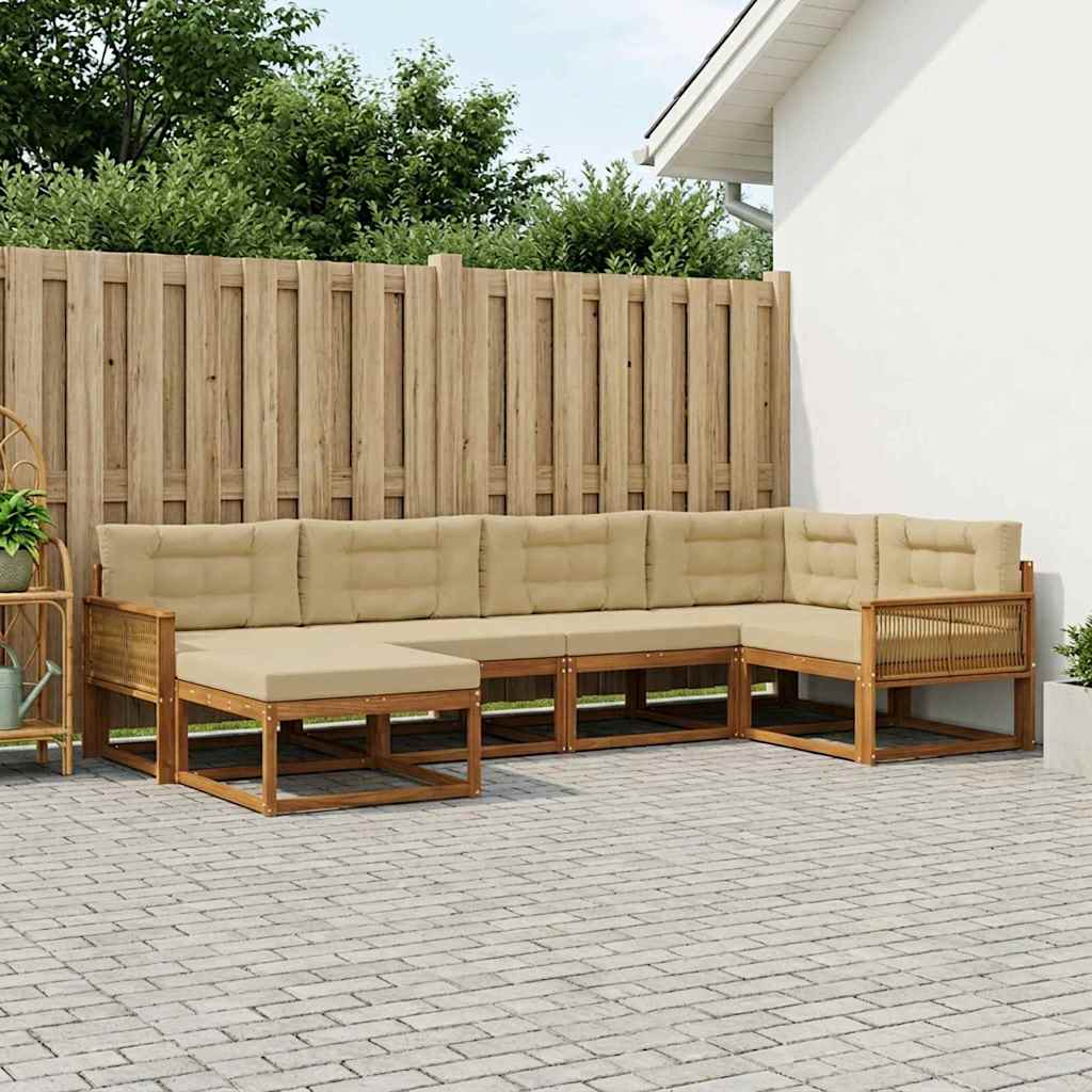Outdoor-Sofagarnitur 6 stk. Natur und Beige