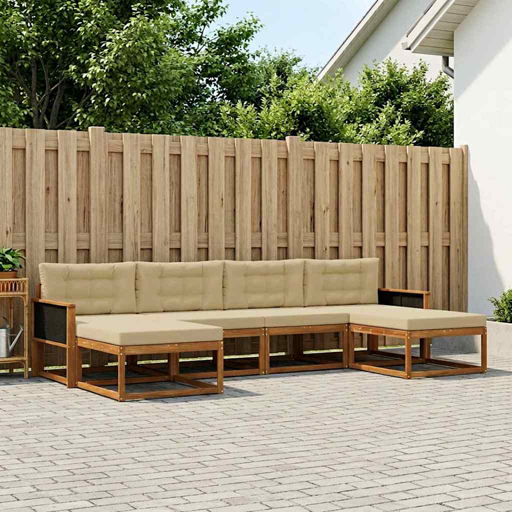 Outdoor-Sofagarnitur 6 stk. Natur und Beige