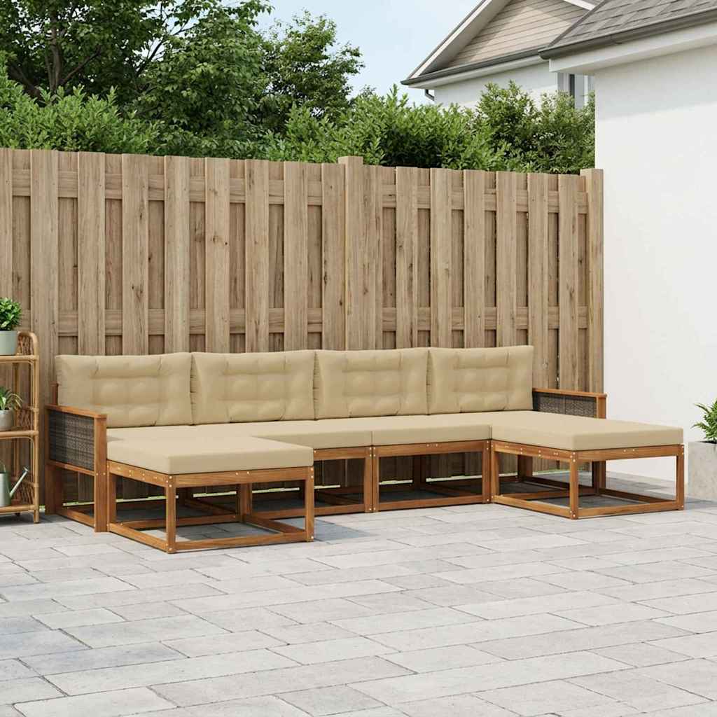 Outdoor-Sofagarnitur 6 stk. Natur und Beige