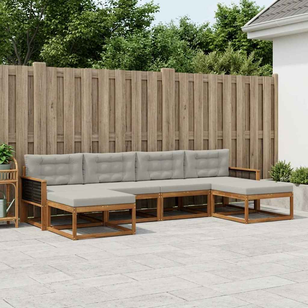 Outdoor-Sofagarnitur 6 stk. Natürlich und Hellgrau