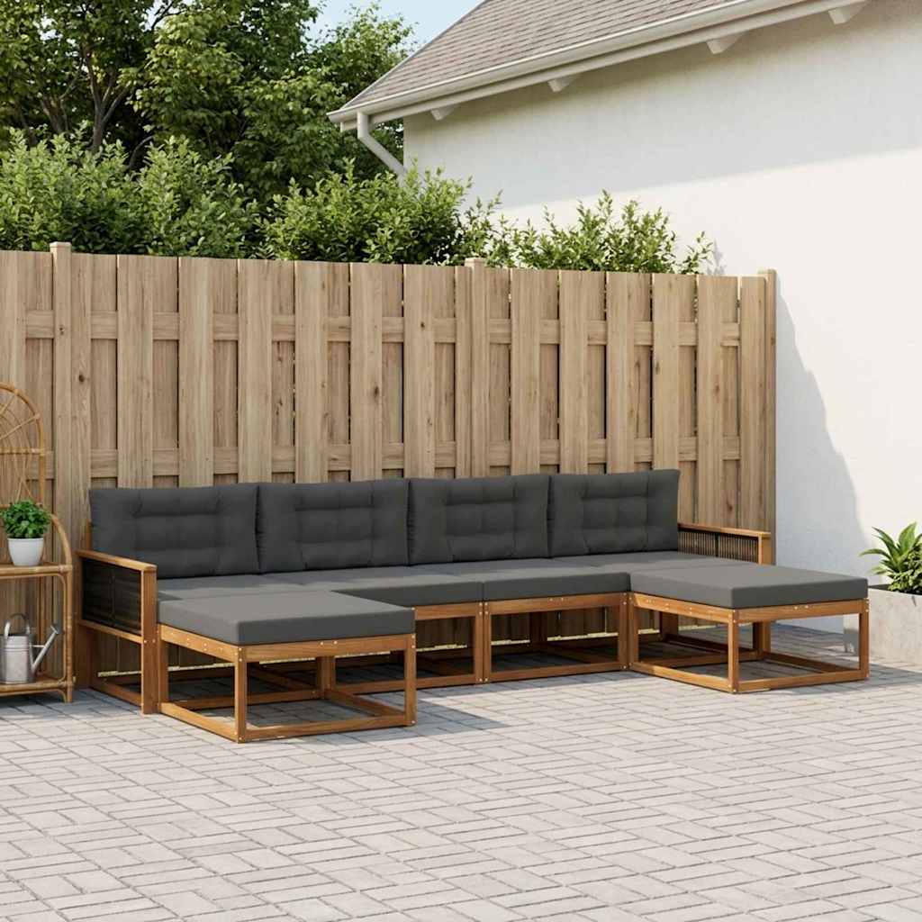 Outdoor-Sofagarnitur 6 stk. Natur und Anthrazit