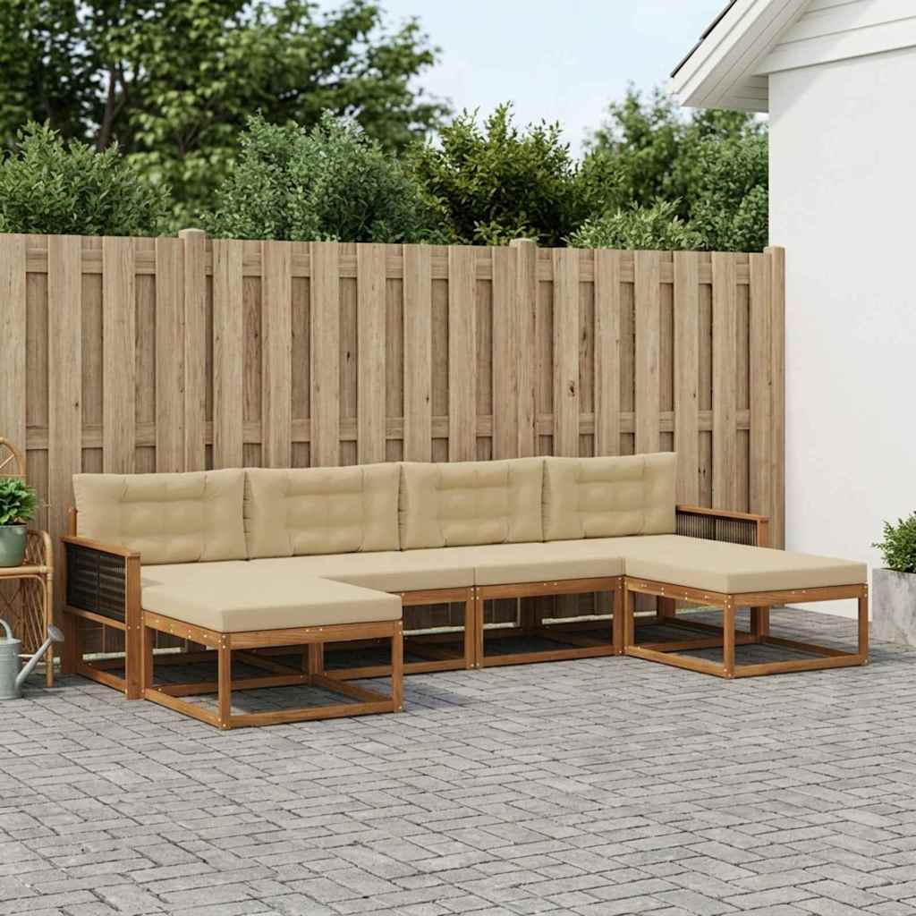 Outdoor-Sofagarnitur 6 stk. Natur und Beige