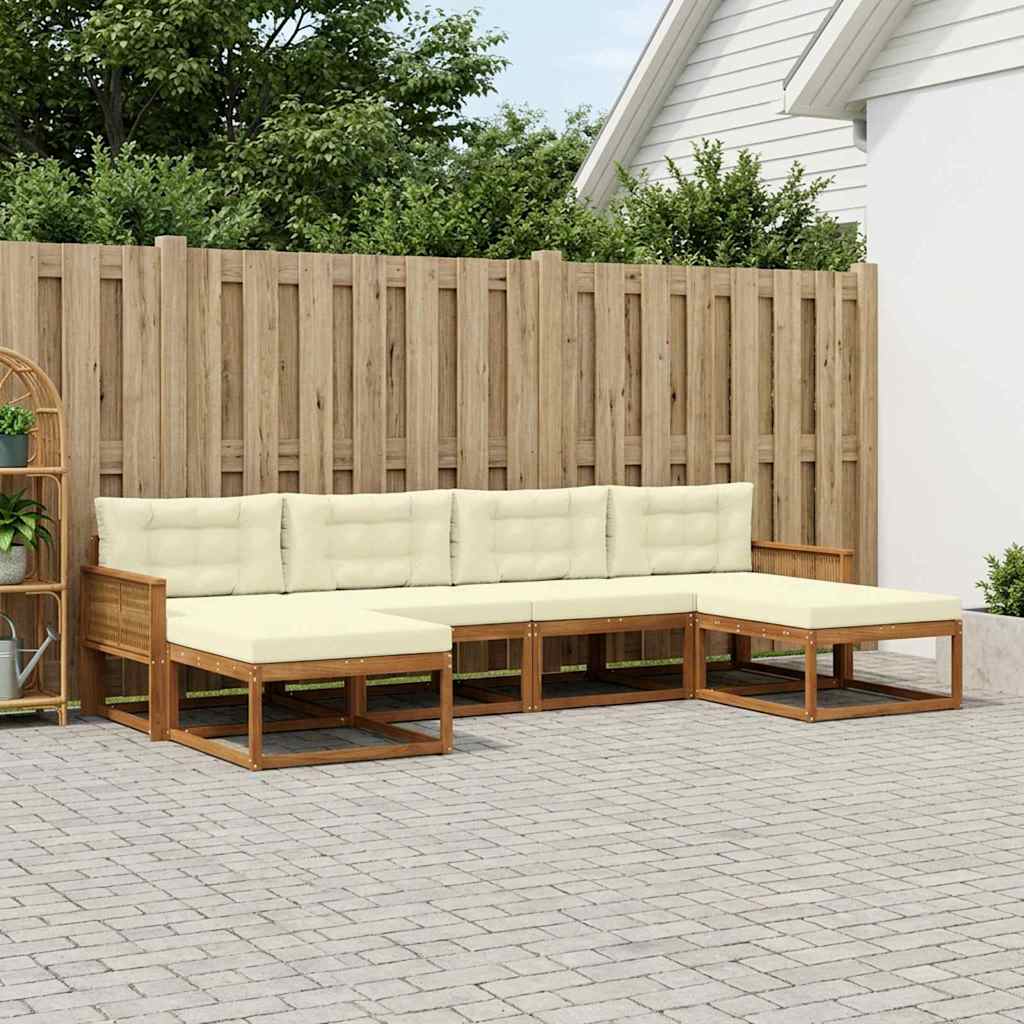 Outdoor-Sofagarnitur 6 stk. Natur und Creme