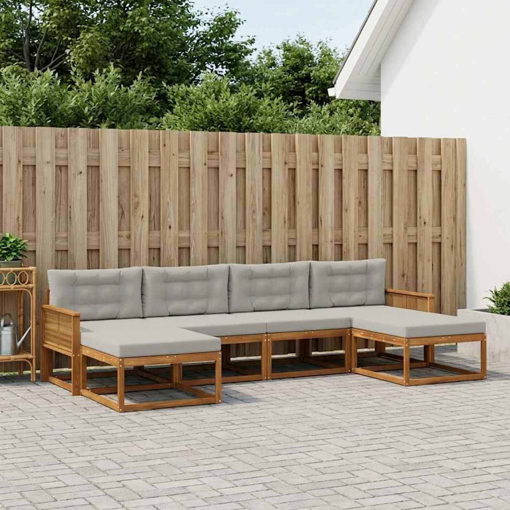 Outdoor-Sofagarnitur 6 stk. Natürlich und Hellgrau