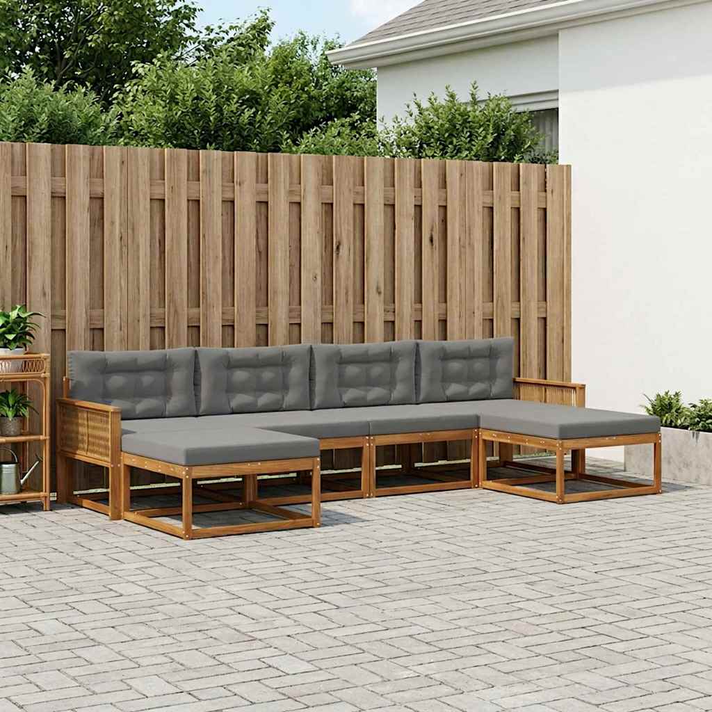 Outdoor-Sofagarnitur 6 stk. Natur und Anthrazit