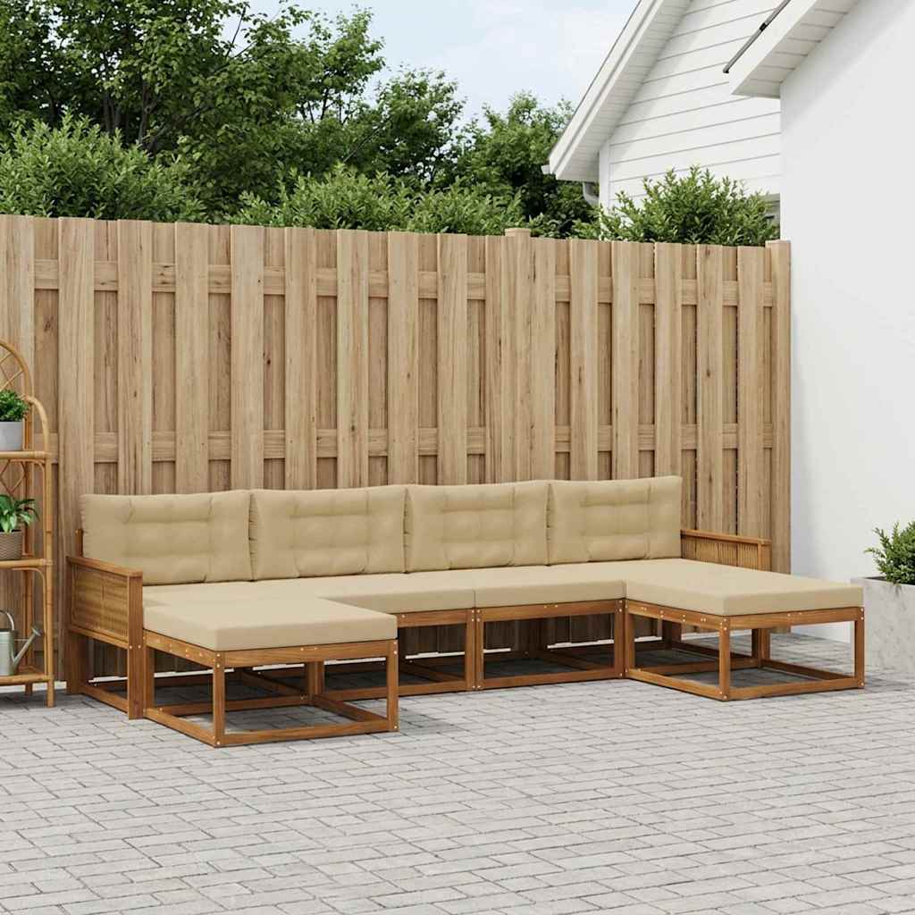 Outdoor-Sofagarnitur 6 stk. Natur und Beige