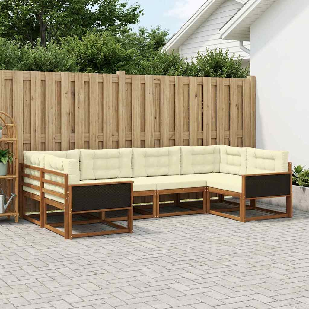 Outdoor-Sofagarnitur 6 stk. Natur und Creme