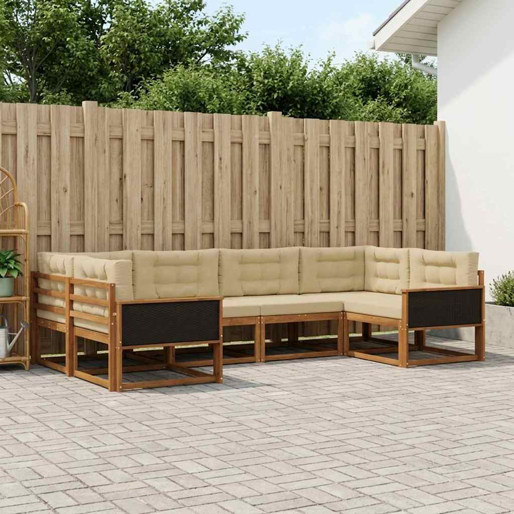 Outdoor-Sofagarnitur 6 stk. Natur und Beige