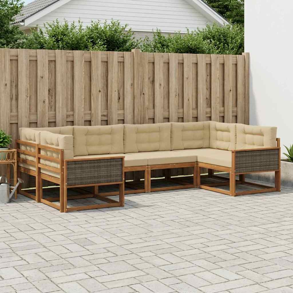 Outdoor-Sofagarnitur 6 stk. Natur und Beige