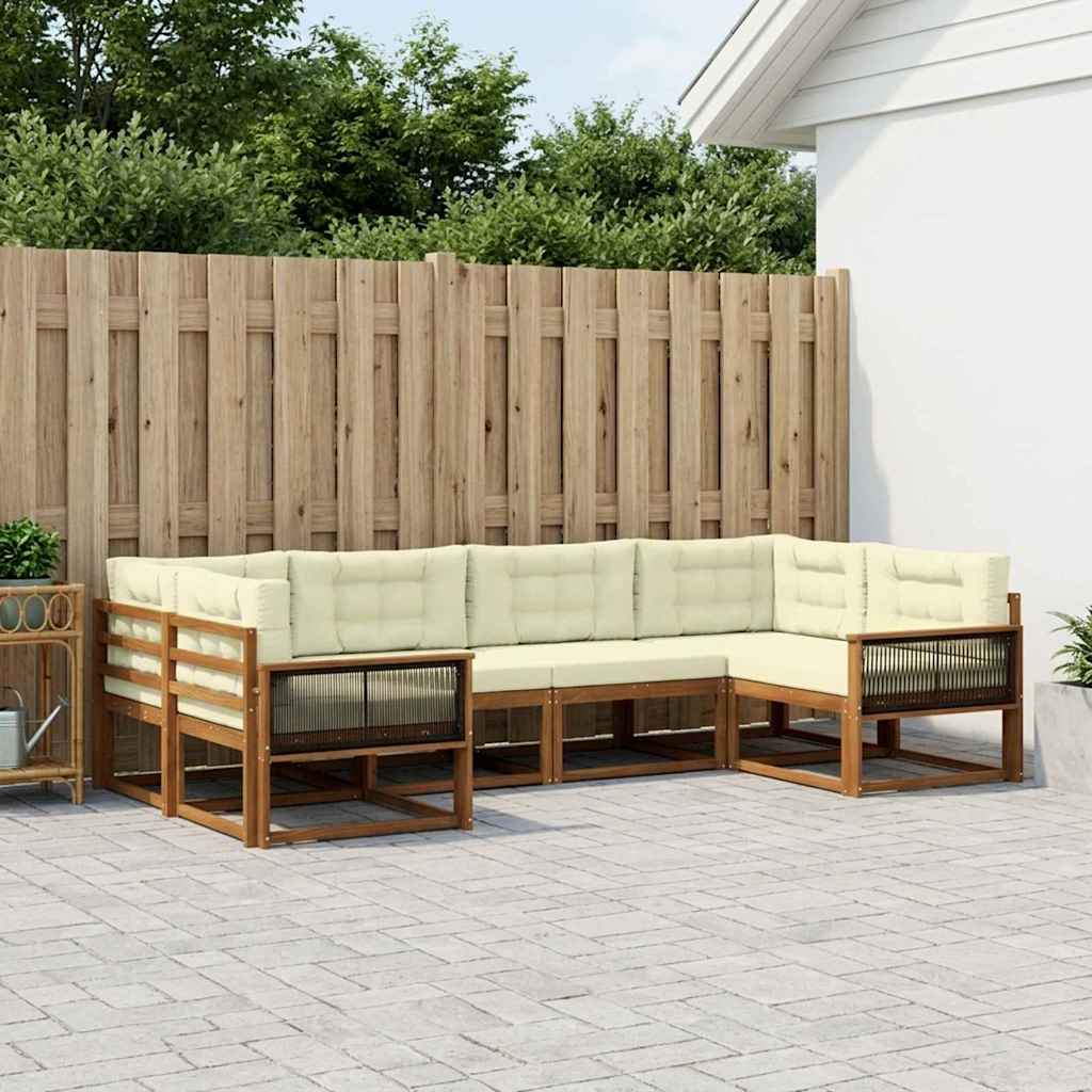 Outdoor-Sofagarnitur 6 stk. Natur und Creme