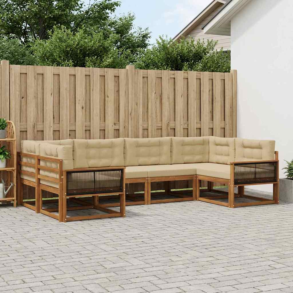 Outdoor-Sofagarnitur 6 stk. Natur und Beige