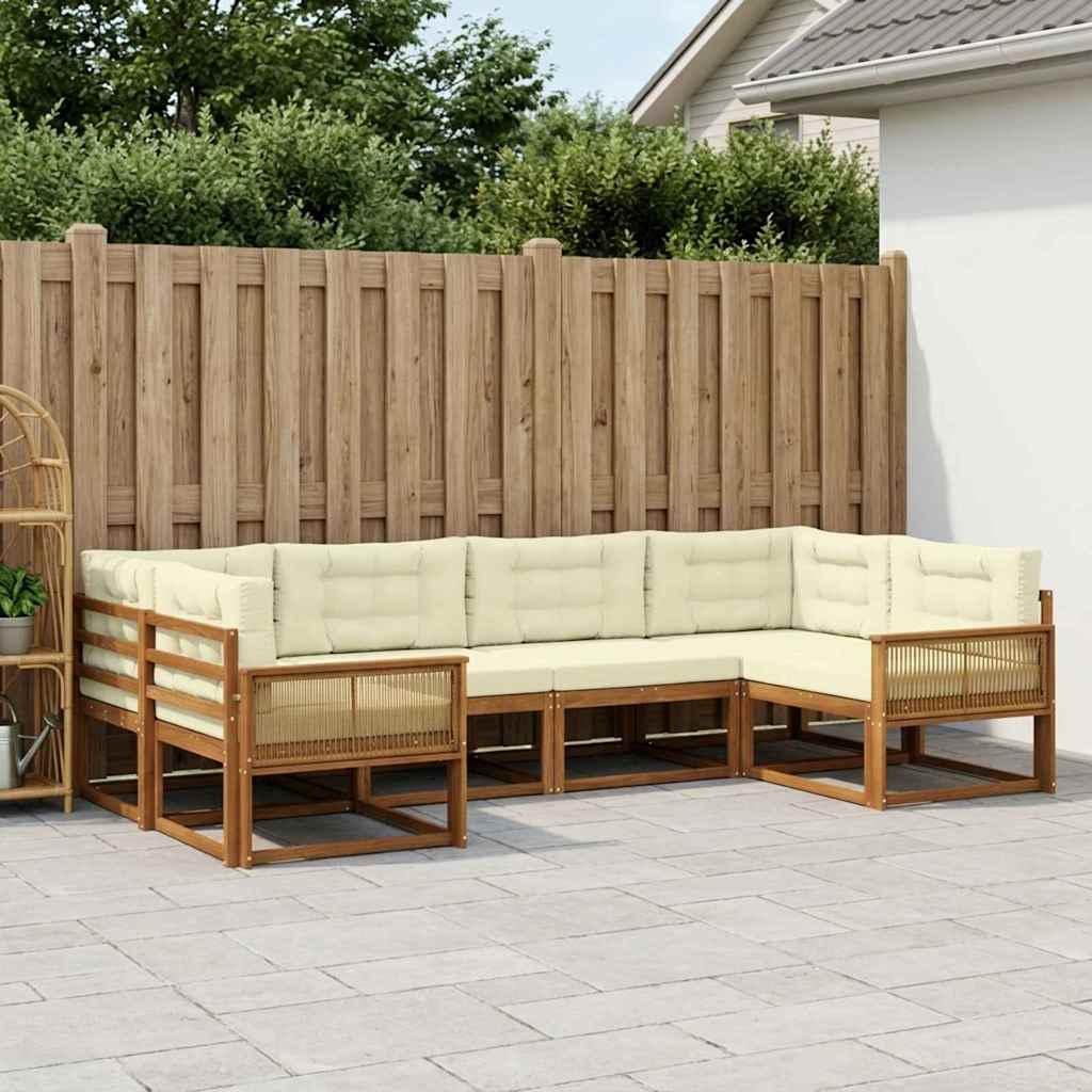 Outdoor-Sofagarnitur 6 stk. Natur und Creme