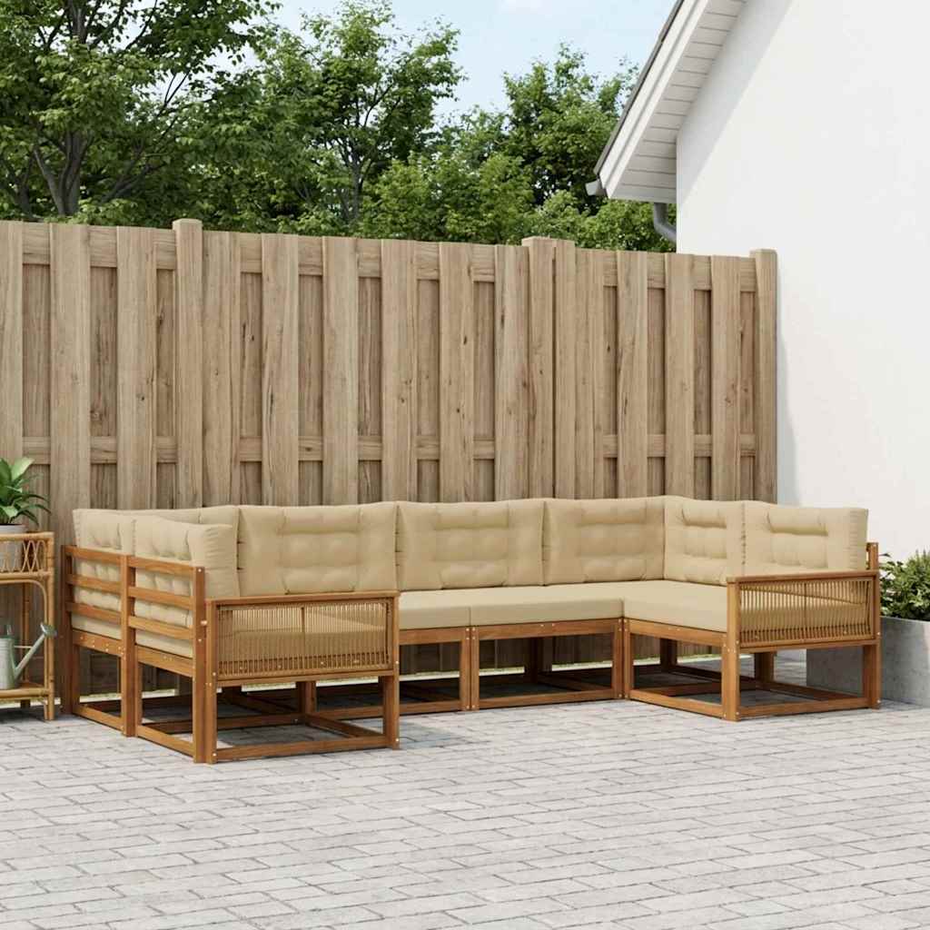 Outdoor-Sofagarnitur 6 stk. Natur und Beige