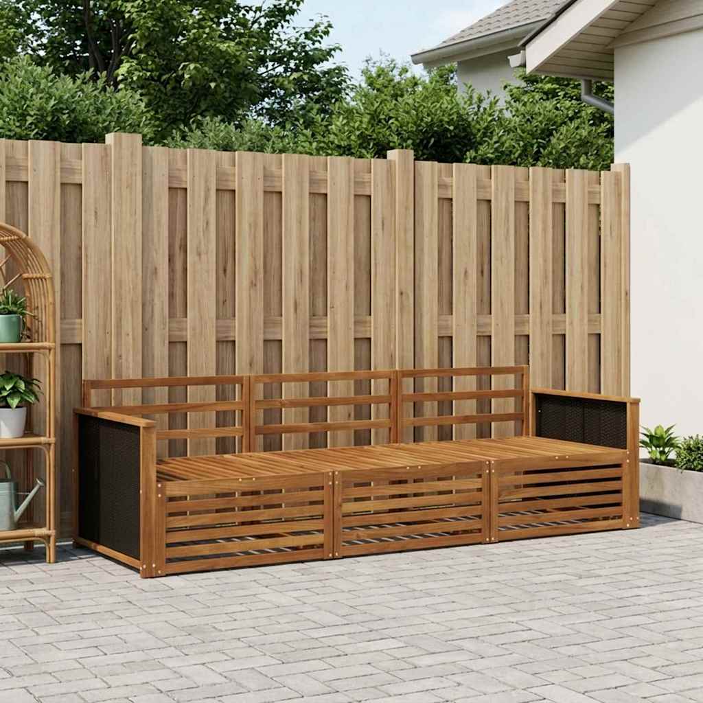 Outdoor-Sofagarnitur 3 stk. Natur Massivholz Akazie