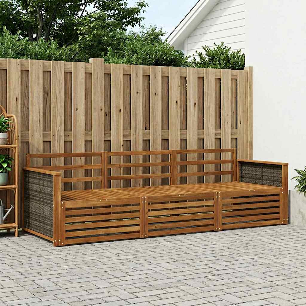 Outdoor-Sofagarnitur 3 stk. Natur Massivholz Akazie