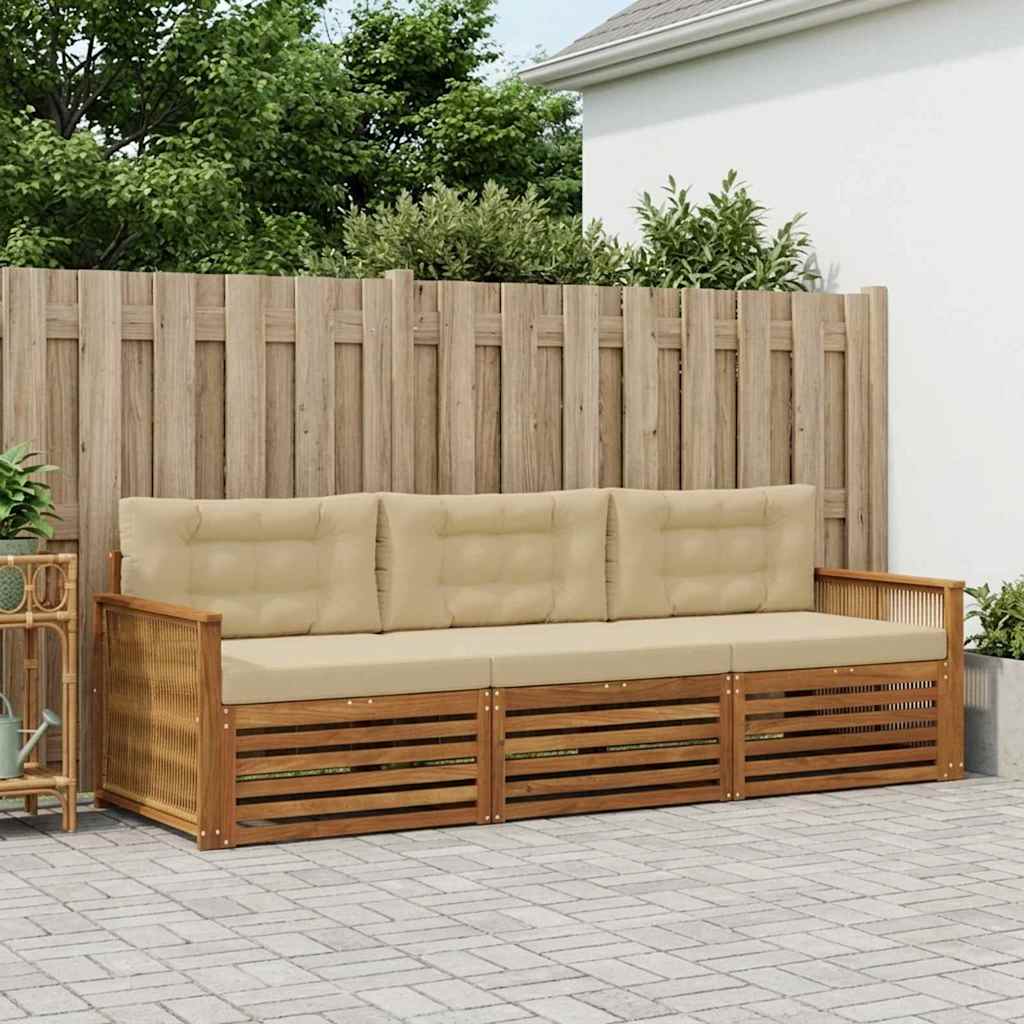 Outdoor-Sofagarnitur 3 stk. Natur und Beige