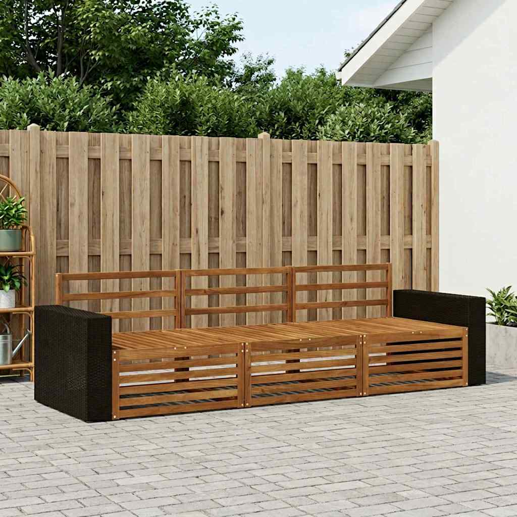 Outdoor-Sofagarnitur 3 stk. Natur Massivholz Akazie
