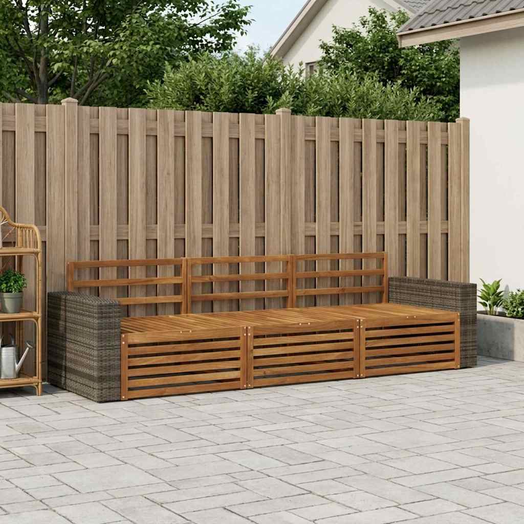 Outdoor-Sofagarnitur 3 stk. Natur Massivholz Akazie