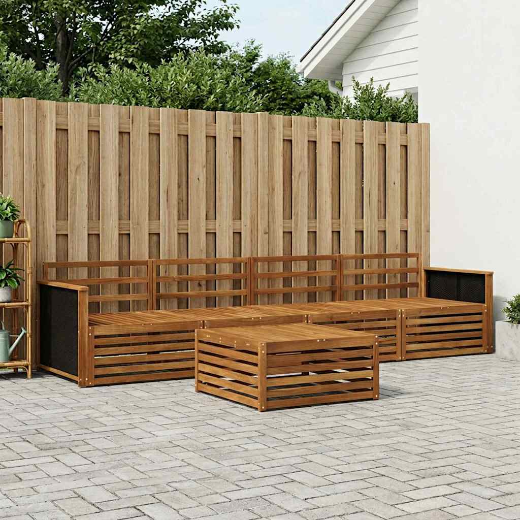 Outdoor-Sofagarnitur 5 stk. Natur Massivholz Akazie