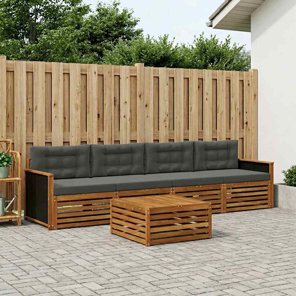 Outdoor-Sofagarnitur 5 stk. Natur und Anthrazit