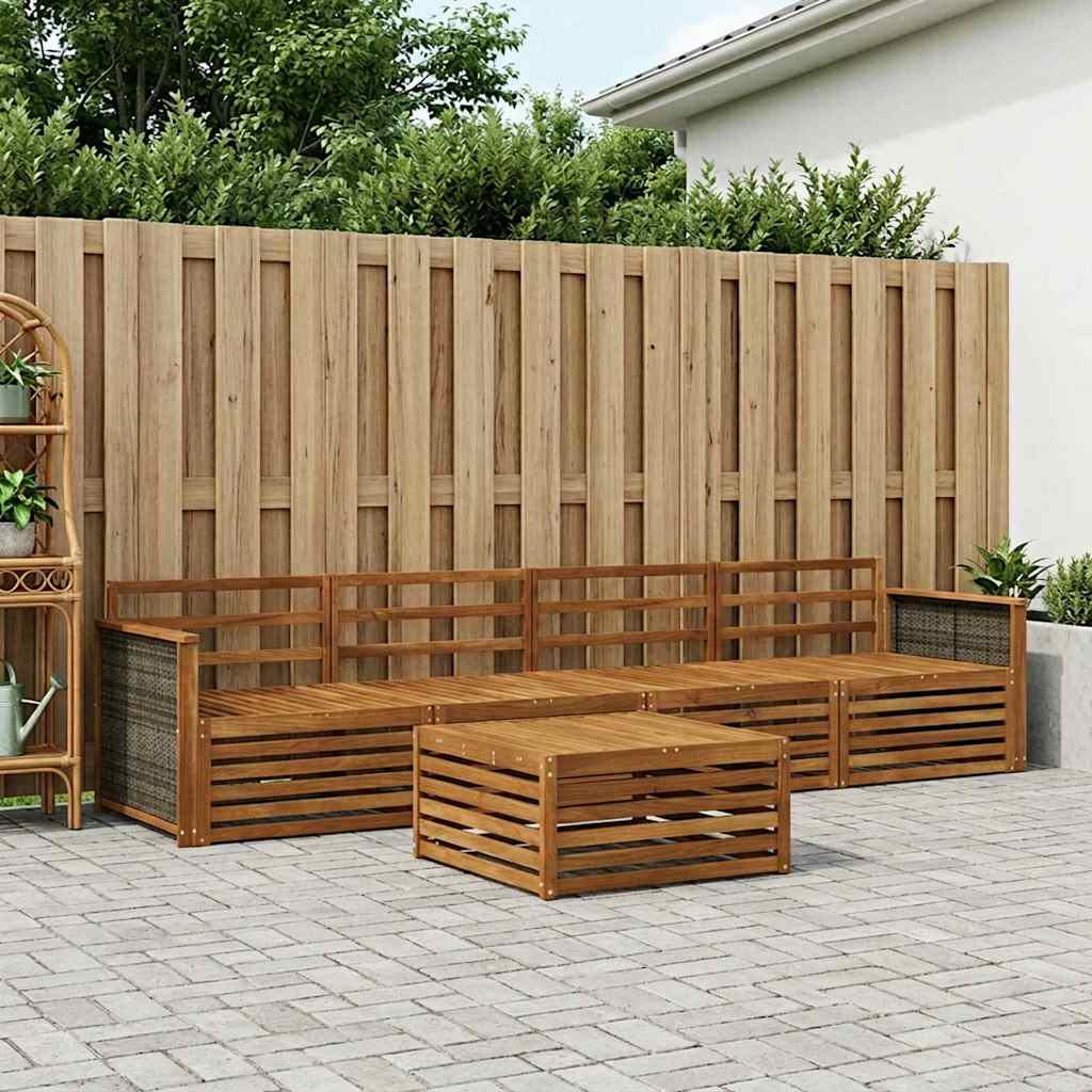 Outdoor-Sofagarnitur 5 stk. Natur Massivholz Akazie