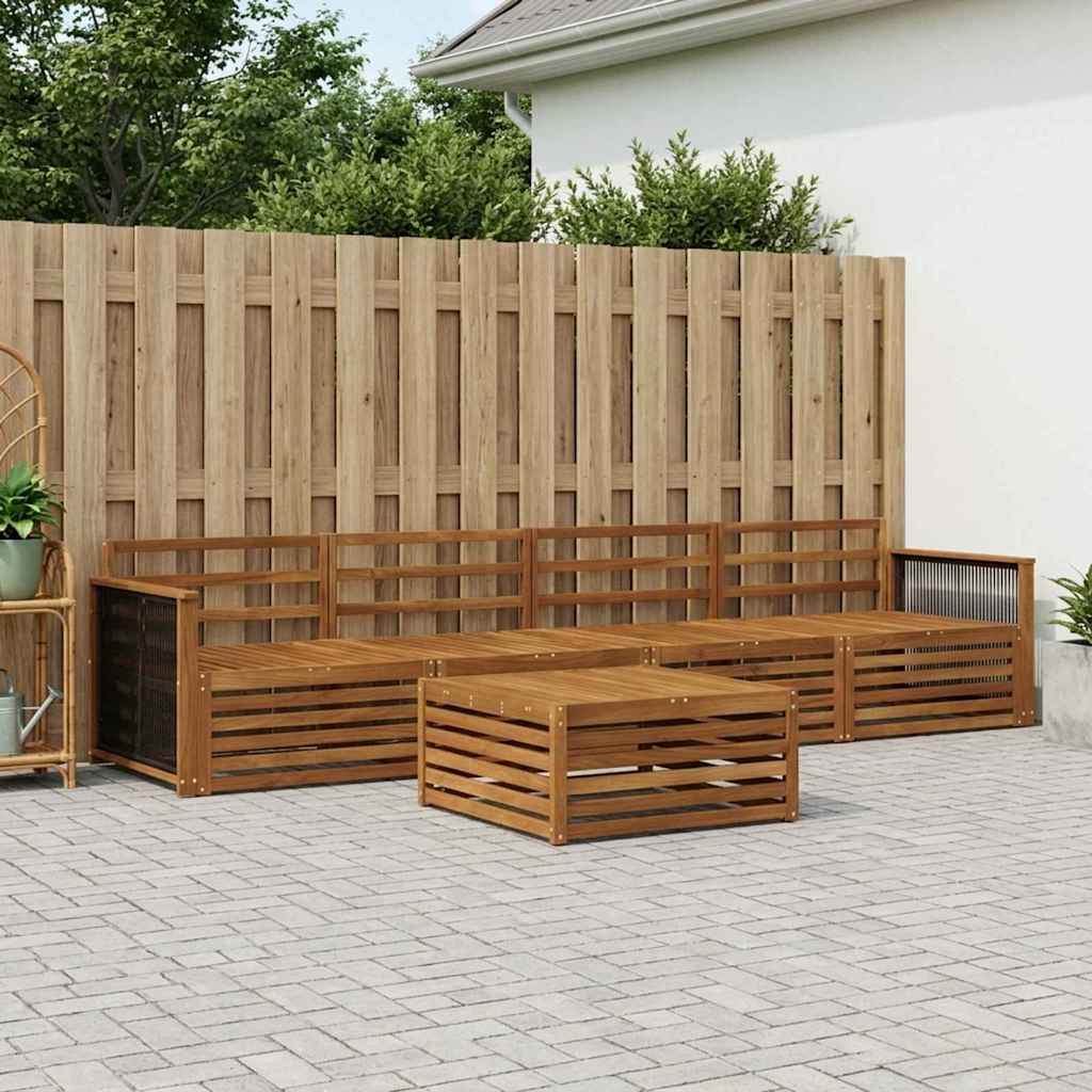 Outdoor-Sofagarnitur 5 stk. Natur Massivholz Akazie