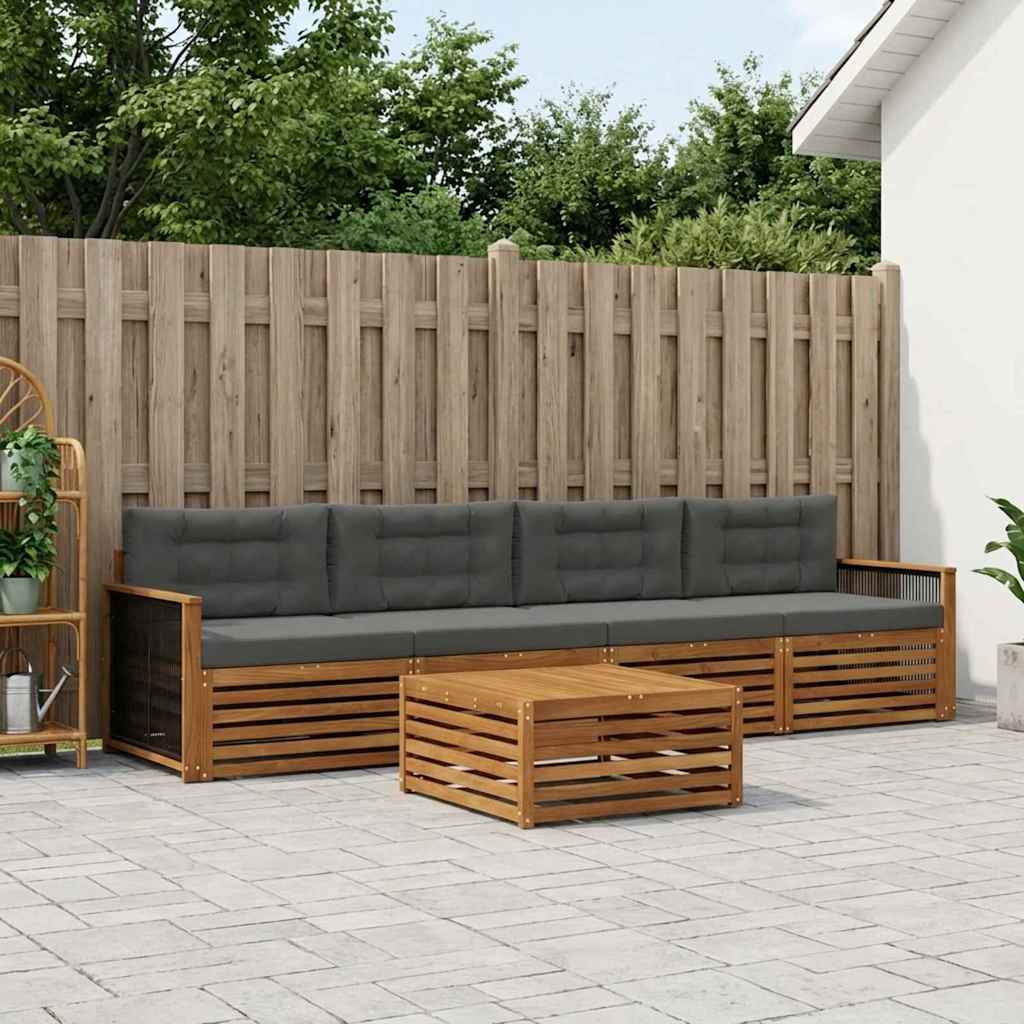 Outdoor-Sofagarnitur 5 stk. Natur und Anthrazit