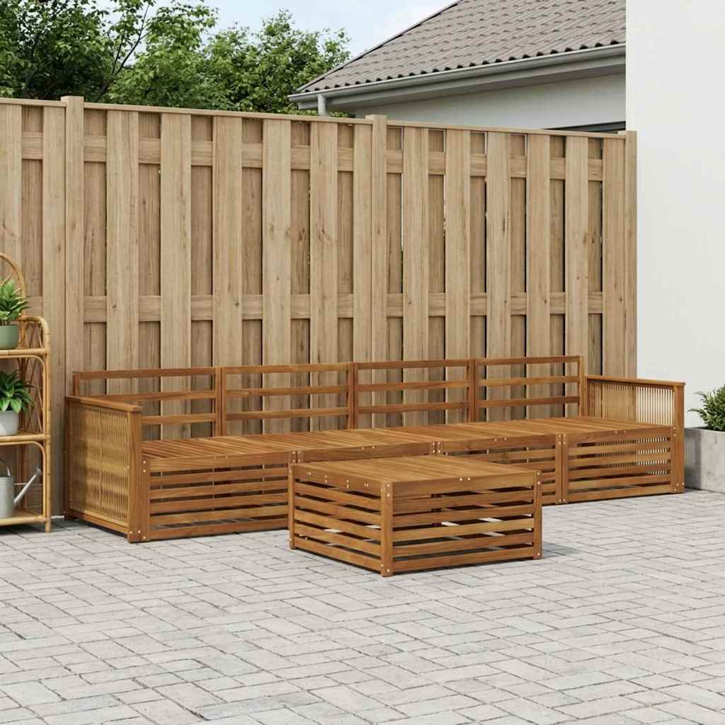 Outdoor-Sofagarnitur 5 stk. Natur Massivholz Akazie