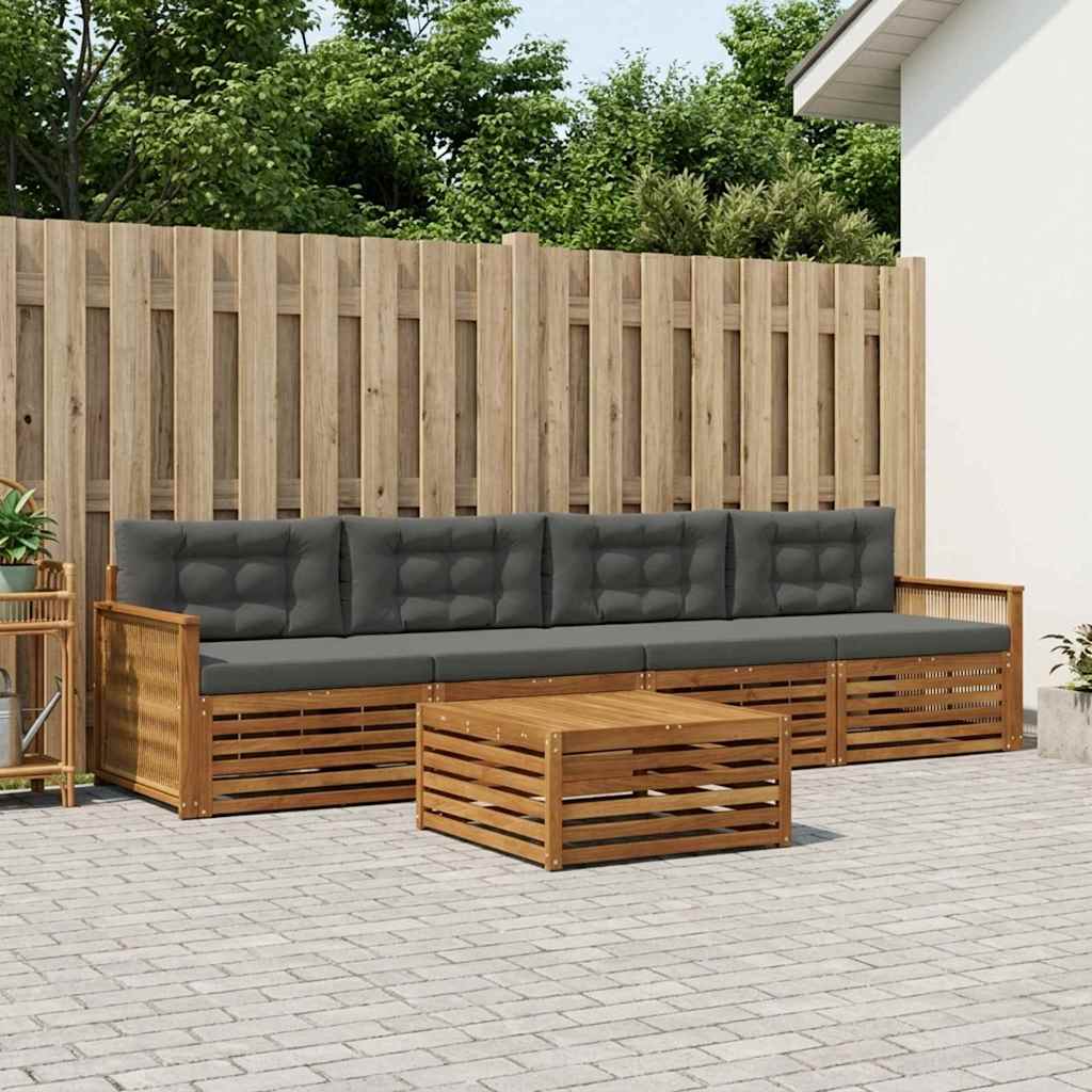 Outdoor-Sofagarnitur 5 stk. Natur und Anthrazit