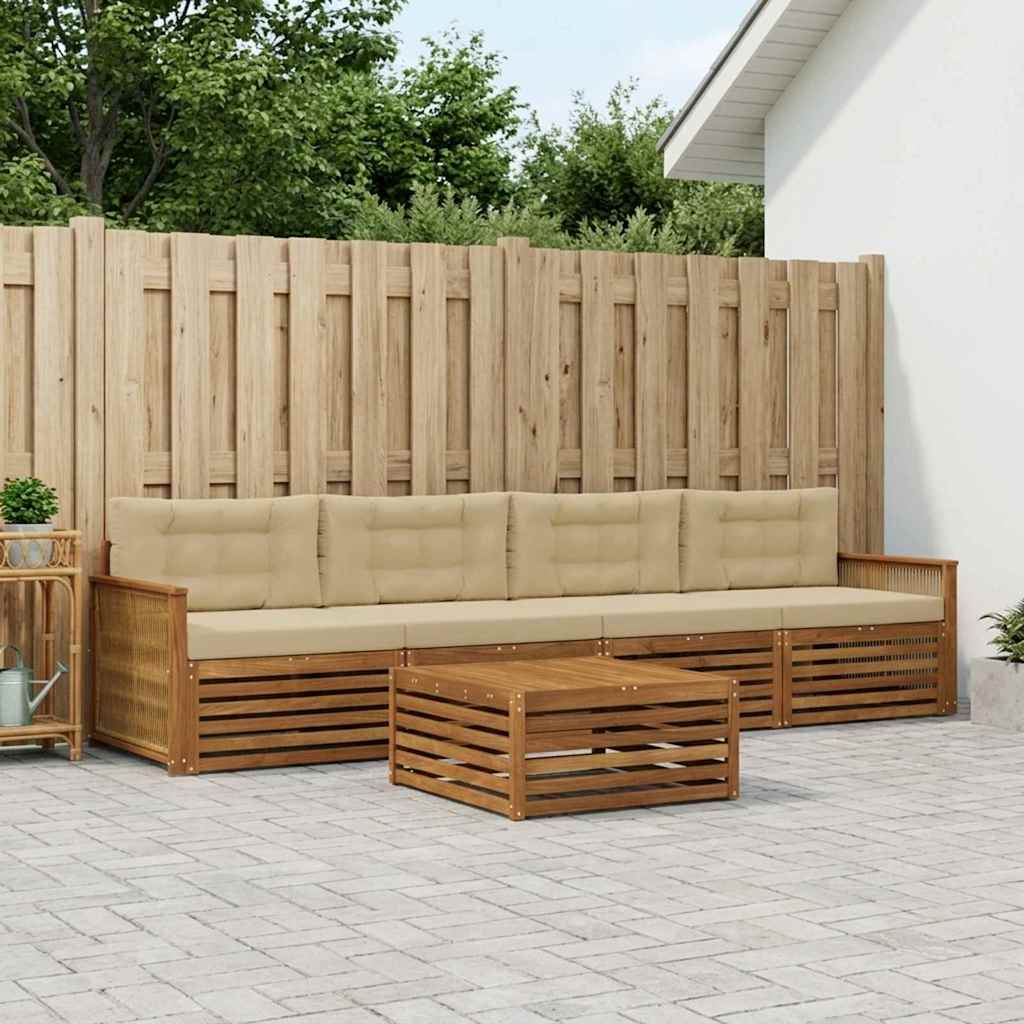 Outdoor-Sofagarnitur 5 stk. Natur und Beige